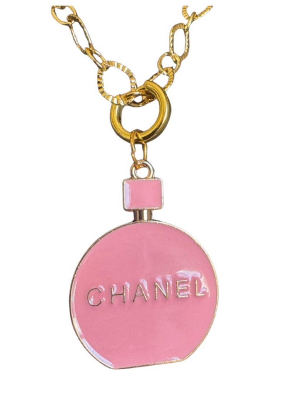 Chanel Beauty Stamped Charm and 18k chain .